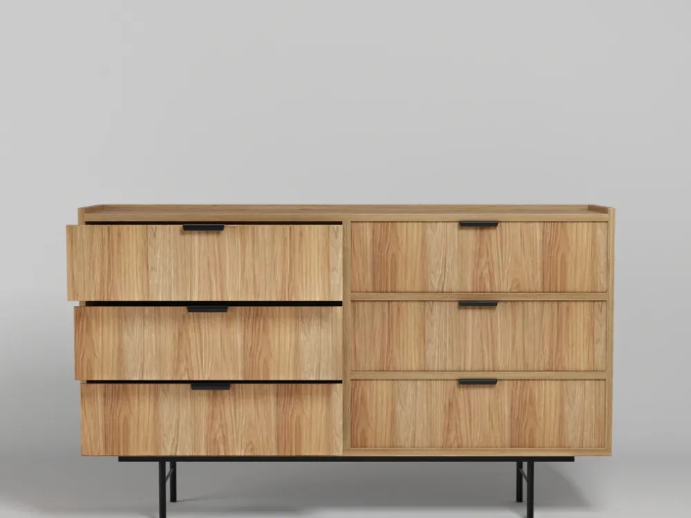 Zestawy Mebli Do Salonu|Komody>KAROL MEBLE Komoda z szufladami do salonu 150 cm ELVIO hikora naturalna