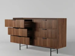 Zestawy Mebli Do Salonu|Komody>KAROL MEBLE Komoda z szufladami do salonu 150 cm ELVIO orzech warmia