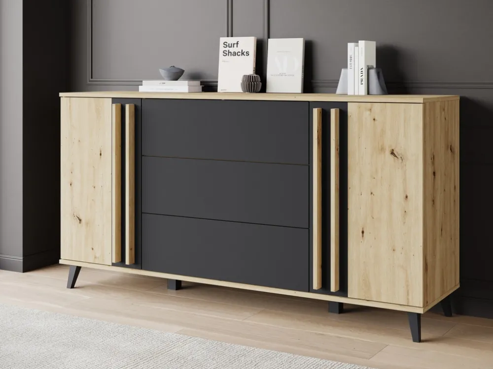 Komody|Zestawy Mebli Do Salonu>BRATEX Komoda z szufladami do salonu 150 cm HOMELY dąb artisan