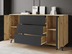 Komody|Zestawy Mebli Do Salonu>BRATEX Komoda z szufladami do salonu 150 cm HOMELY dąb artisan