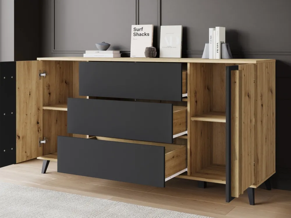 Komody|Zestawy Mebli Do Salonu>BRATEX Komoda z szufladami do salonu 150 cm HOMELY dąb artisan