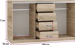 Komody></noscript>BROMARKT Komoda z szufladami i drążkami 160 cm TOP dąb sonoma