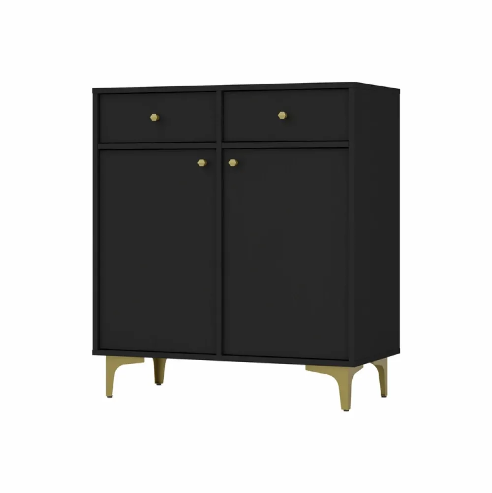 Komody>Lempert Komoda z szufladami i drzwiami 84 cm TOKEN czarny mat czarny grafit