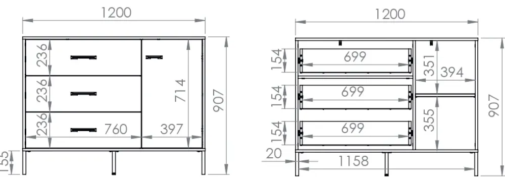 Zestawy Mebli Młodzieżowych|Komody>ML Meble Komoda z szufladami oraz cichym domykiem do pokoju młodzieżowego COLT