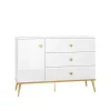 Komody>ML Meble Komoda z szufladami w stylu glamour GOLDIN biały połysk