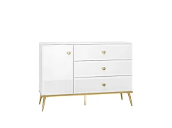 Komody>ML Meble Komoda z szufladami w stylu glamour GOLDIN biały połysk