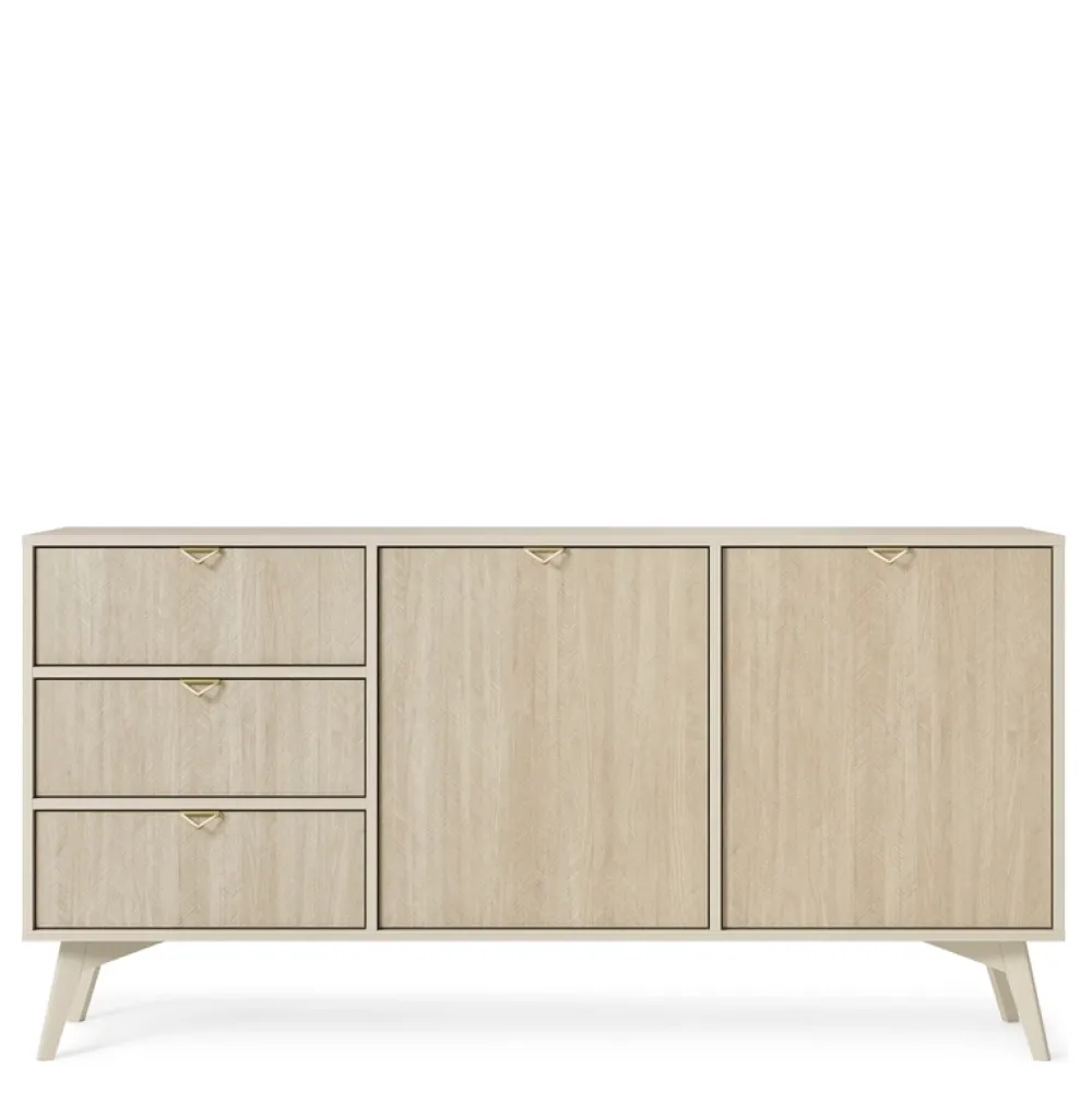 Zestawy Mebli Do Salonu|Komody>PIASKI Komoda z szufladami w stylu boho FLOW jodełka scandi