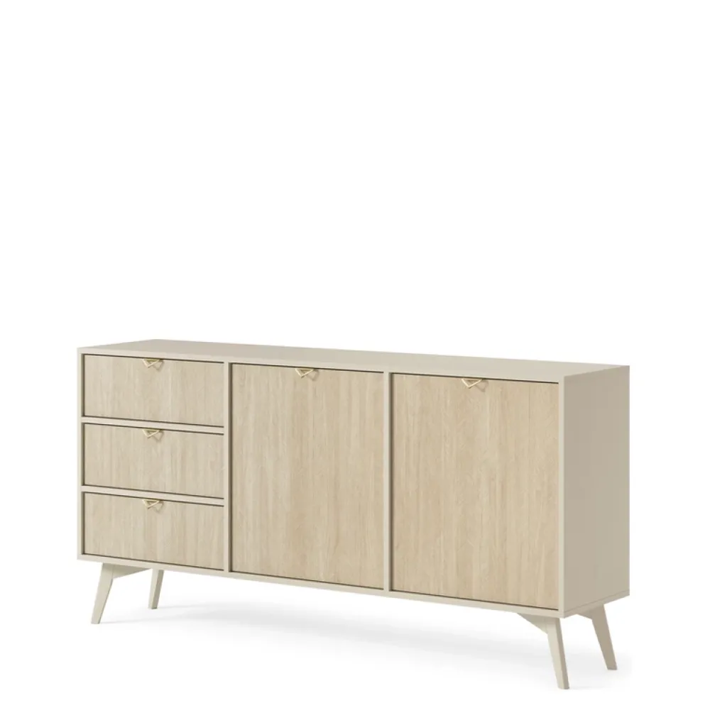 Zestawy Mebli Do Salonu|Komody>PIASKI Komoda z szufladami w stylu boho FLOW jodełka scandi