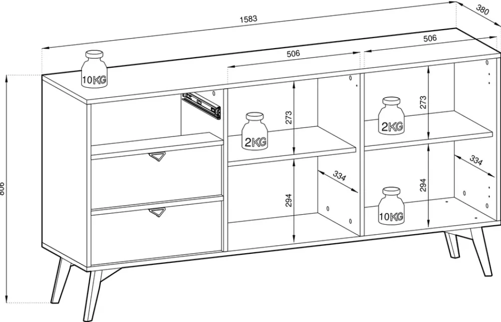 Zestawy Mebli Do Salonu|Komody>PIASKI Komoda z szufladami w stylu boho FLOW jodełka scandi