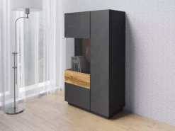 Komody></noscript>Helvetia Komoda z witryną 80 cm lewostronna KOBE