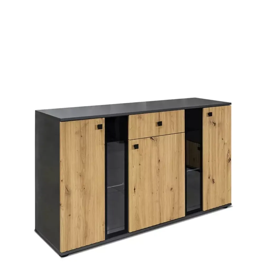 Komody>Lempert Komoda z witryną do salonu 140 cm LOFT KUBA