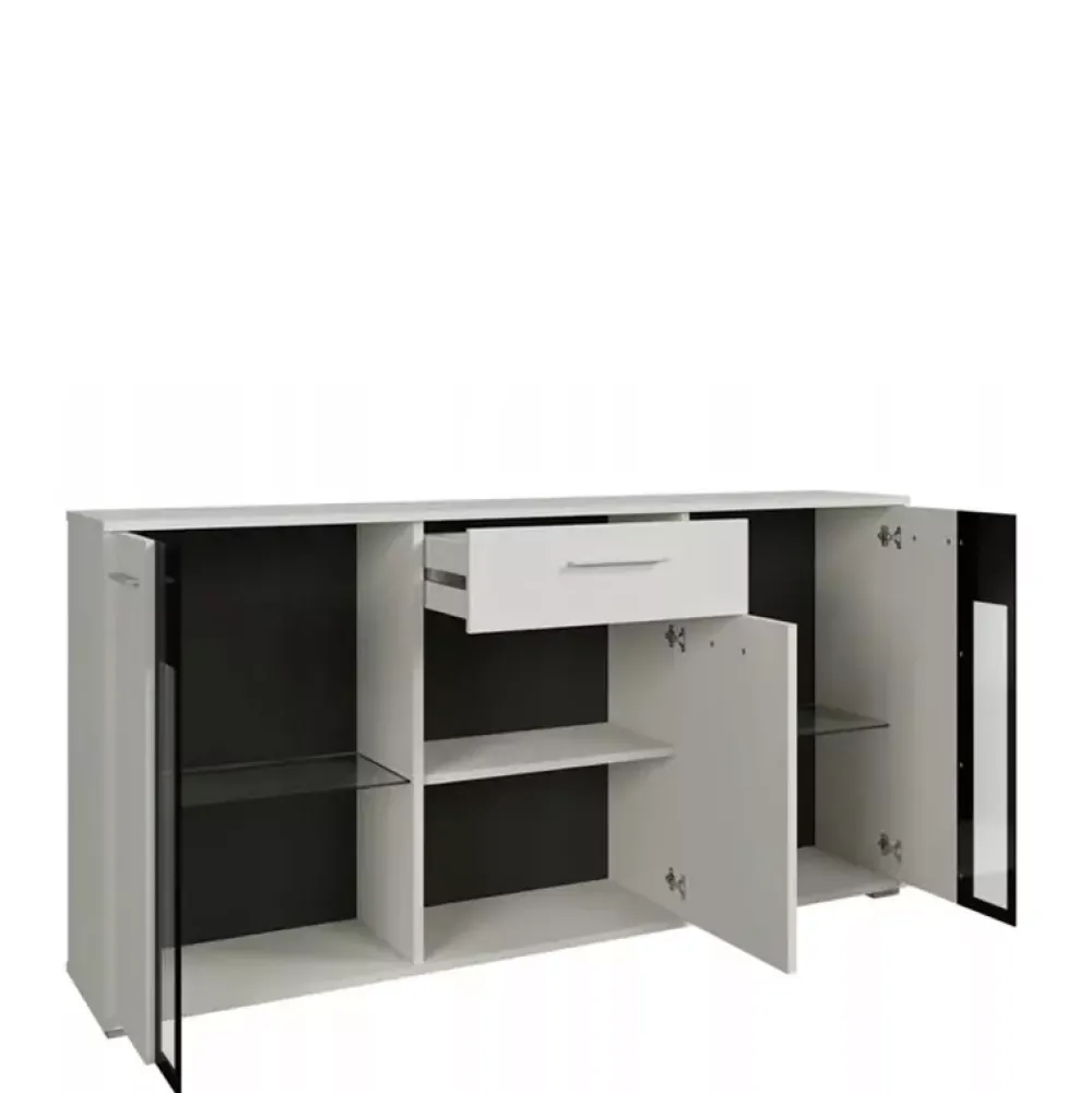 Komody>Lempert Komoda z witryną do salonu 140 cm LOFT KUBA