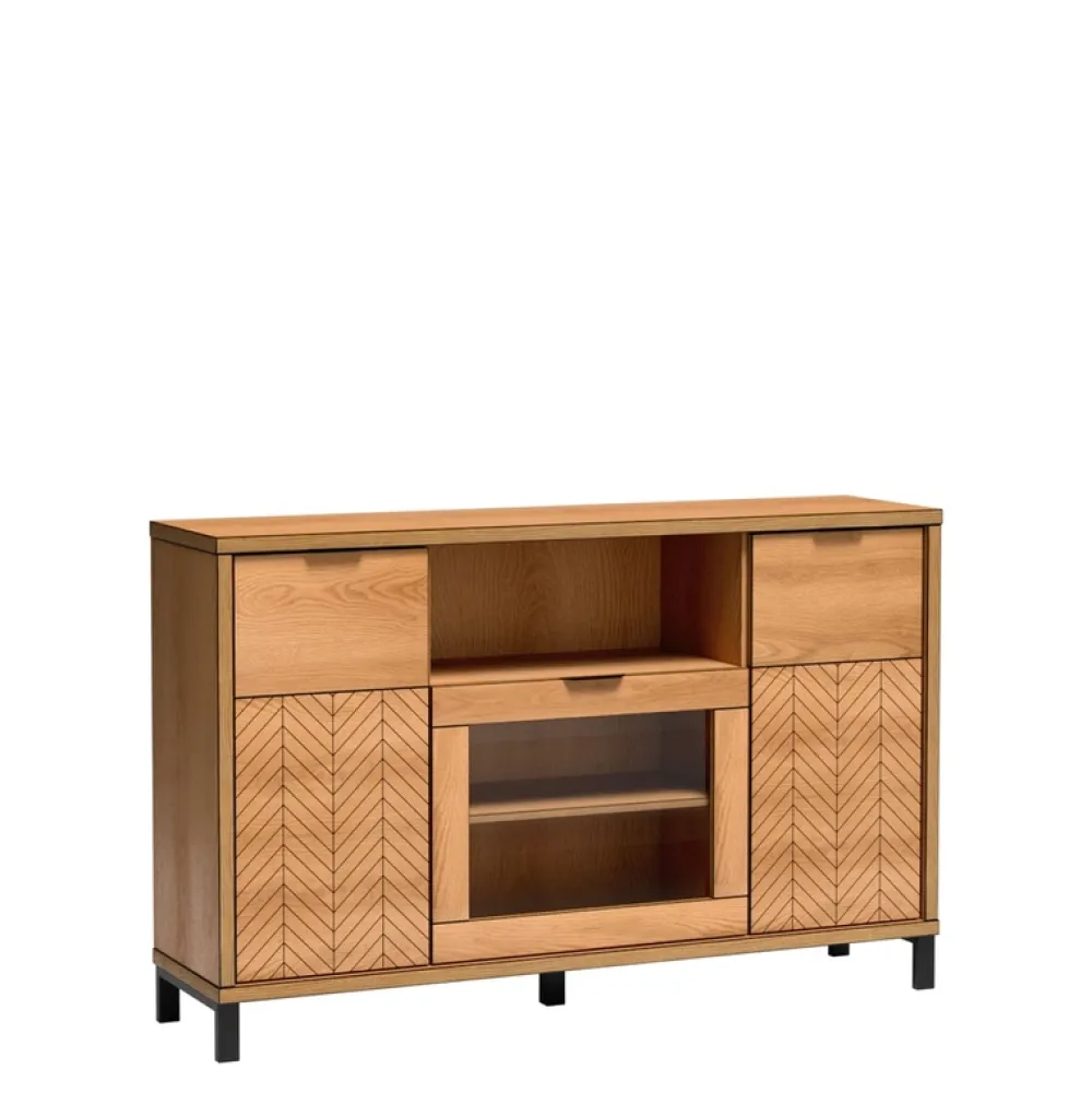 Komody>JARSTOL Komoda z witryną FONETTI dąb karmel