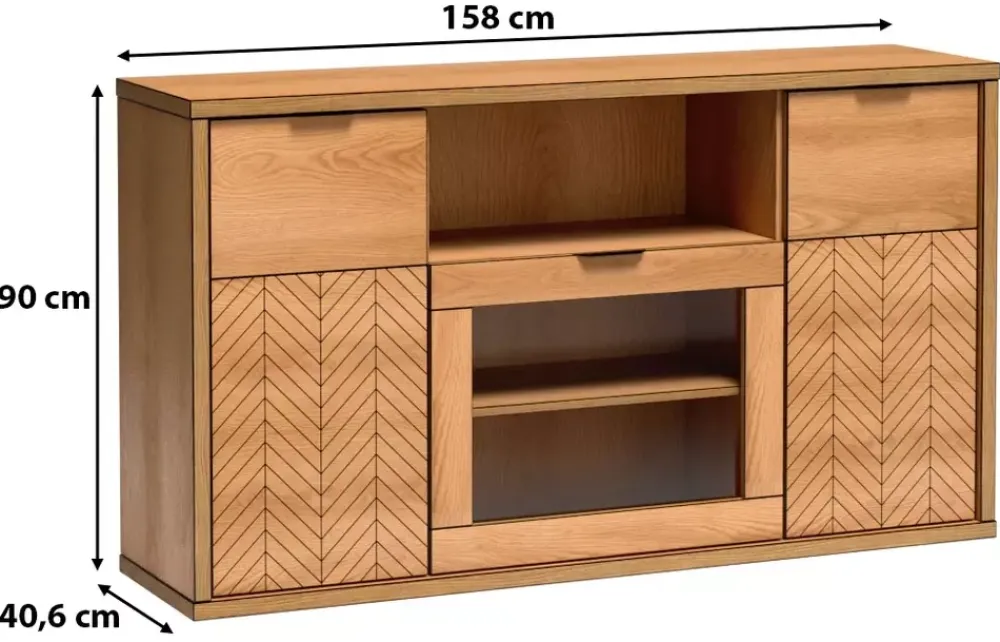 Komody>JARSTOL Komoda z witryną FONETTI dąb karmel