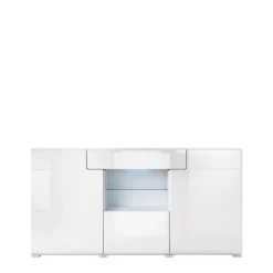 Komody>Helvetia Komoda ze szklaną półką TENDER połysk biały
