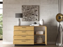 Komody>ML Meble Kompaktowa komoda do salonu 138 cm MONELLI dąb stylowy