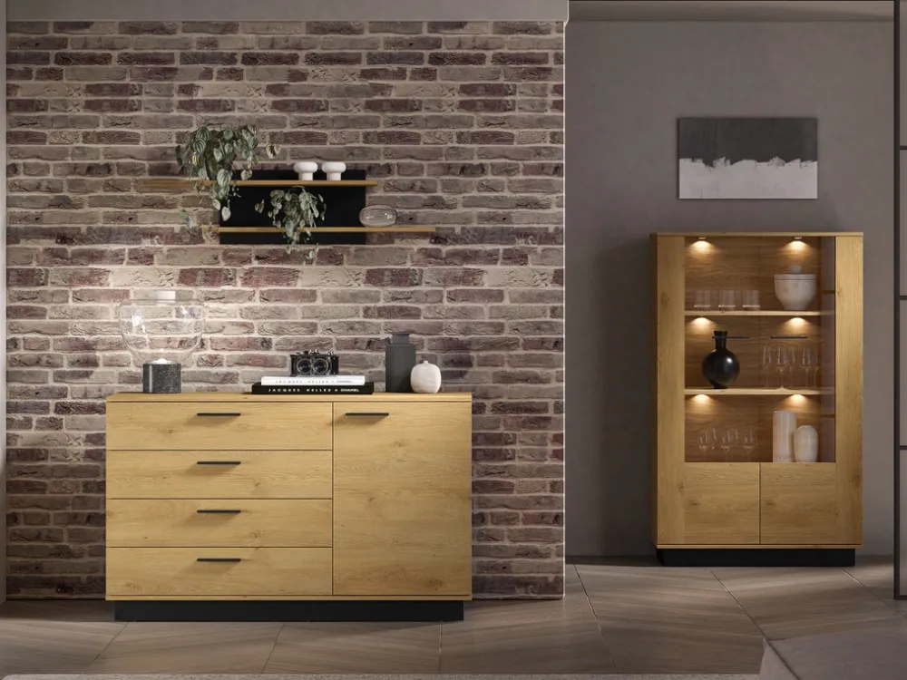 Komody>ML Meble Kompaktowa komoda do salonu 138 cm MONELLI dąb stylowy
