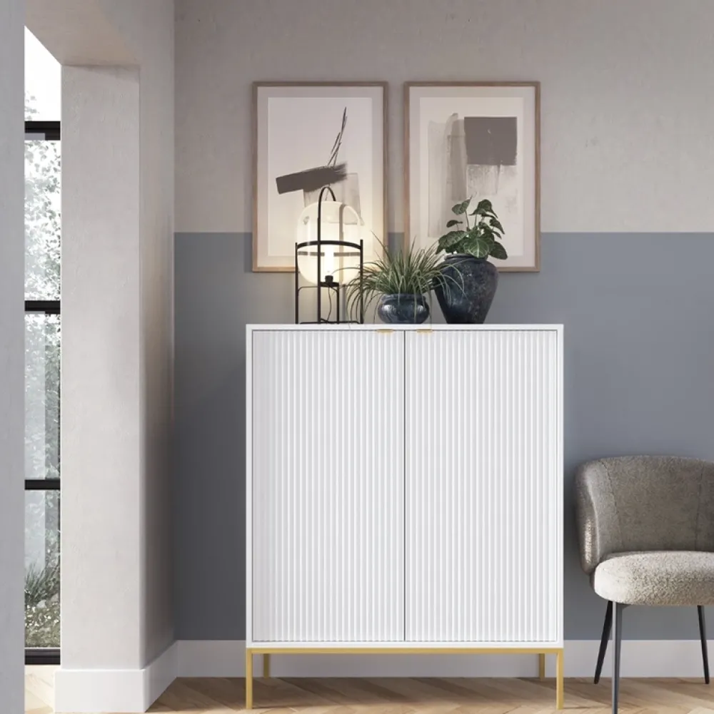 Zestawy Mebli Do Salonu>PIASKI Komplet mebli do salonu z komodą AVANTI biały