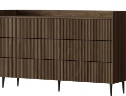 Zestawy Mebli Do Salonu>JUREK Komplet nowoczesnych ryflowanych mebli do salonu ASPERO orzech