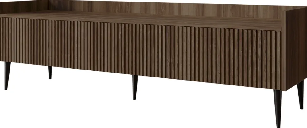 Zestawy Mebli Do Salonu>JUREK Komplet nowoczesnych ryflowanych mebli do salonu ASPERO orzech