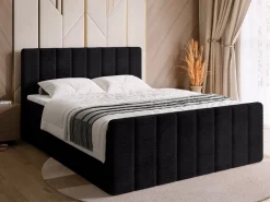Łóżka Małżeńskie|Łóżka Z Zagłówkiem>BROMARKT Kontynentalne łóżko 180x200 cm do sypialni sztruksowe DENVER DUO czarny