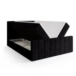 Łóżka Małżeńskie|Łóżka Z Zagłówkiem>BROMARKT Kontynentalne łóżko 180x200 cm do sypialni sztruksowe DENVER DUO czarny