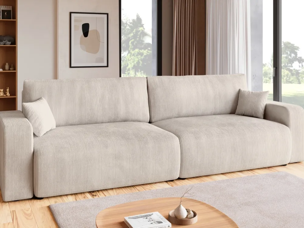 Meble Dla Dzieci|Meble Młodzieżowe>BROMARKT Kremowa kanapa do salonu z funkcją spania i pojemnikiem PUMI