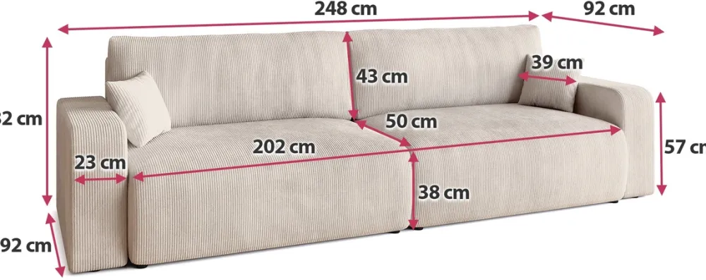 Zestawy Mebli Do Przedpokoju>BROMARKT Kremowa kanapa do salonu z funkcją spania i pojemnikiem PUMI