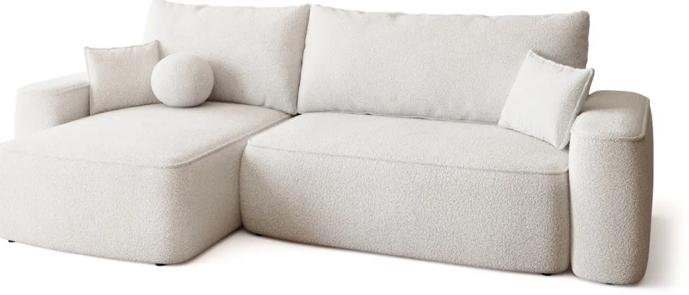 Narożniki|Meble Dla Dzieci>BROMARKT Kremowa kanapa narożna z funkcją spania do salonu CARMELLO DUO