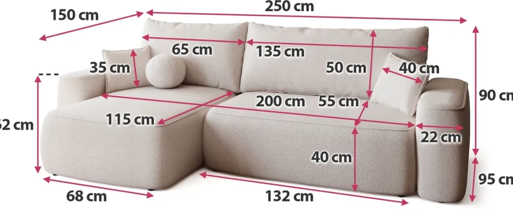 Narożniki|Meble Dla Dzieci>BROMARKT Kremowa kanapa narożna z funkcją spania do salonu CARMELLO DUO