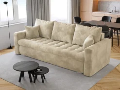 Meble Młodzieżowe|Kanapy I Sofy>BROMARKT Kremowa kanapa rozkładana z funkcją spania do salonu LUIS