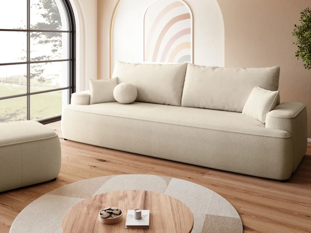 Meble Dla Dzieci|Meble Młodzieżowe>BROMARKT Kremowa nowoczesna pufa do salonu CARMELLO