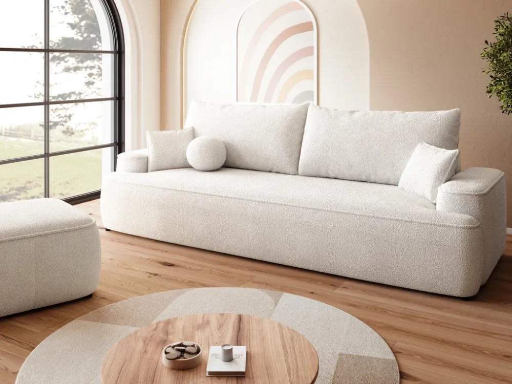 Meble Dla Dzieci|Meble Młodzieżowe>BROMARKT Kremowa pufa boucle do nowoczesnego salonu CARMELLO