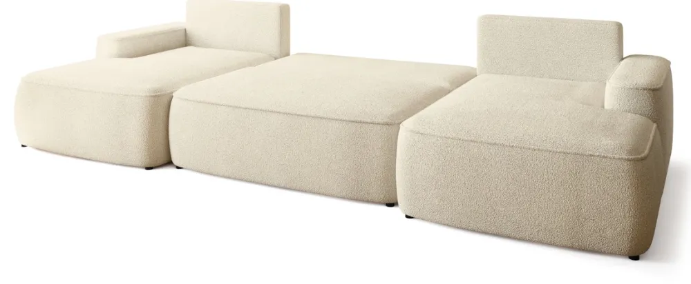 Narożniki>BROMARKT Kremowa rogówka boucle do salonu z funkcją spania CARMELLO U