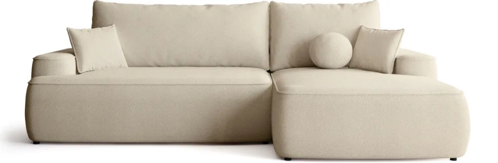 Meble Dla Dzieci|Meble Młodzieżowe>BROMARKT Kremowa rogówka z funkcją spania i pojemnikiem na pościel CARMELLO