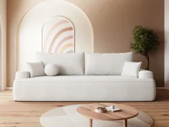 Kanapy I Sofy|Meble Młodzieżowe>BROMARKT Kremowa sofa boucle z funkcją spania do salonu CARMELLO