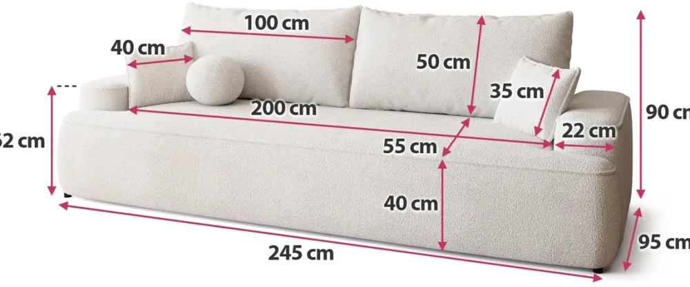 Kanapy I Sofy|Meble Młodzieżowe>BROMARKT Kremowa sofa boucle z funkcją spania do salonu CARMELLO