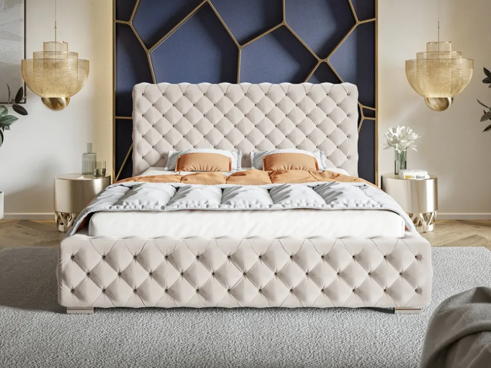 Łóżka Młodzieżowe|Łóżka Z Pojemnikiem>Riban Kremowe łóżko sypialniane 160x200 cm QUINTE