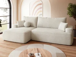 Meble Dla Dzieci|Meble Młodzieżowe>BROMARKT Kremowy narożnik do salonu z funkcją spania CARMELLO boucle
