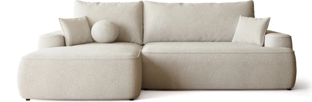 Meble Dla Dzieci|Meble Młodzieżowe>BROMARKT Kremowy narożnik do salonu z funkcją spania CARMELLO boucle