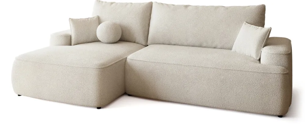 Meble Dla Dzieci|Meble Młodzieżowe>BROMARKT Kremowy narożnik do salonu z funkcją spania CARMELLO boucle