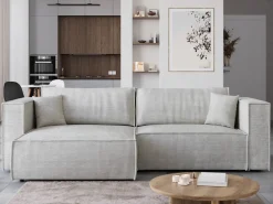 Narożniki|Meble Dla Dzieci></noscript>BROMARKT Kremowy narożnik z funkcją spania i pojemnikiem do salonu MIZARU