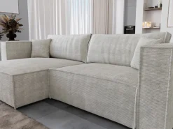 Narożniki|Meble Dla Dzieci></noscript>BROMARKT Kremowy narożnik z funkcją spania i pojemnikiem do salonu MIZARU