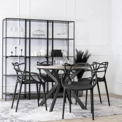 Krzesła>MEBEL ELITE Krzesło ażurowe do jadalni czarny CIREN