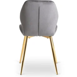 Krzesła Tapicerowane|Krzesła></noscript>MEBEL ELITE Krzesło do jadalni tapicerowane welurowe szare INARI