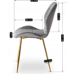 Krzesła Tapicerowane|Krzesła></noscript>MEBEL ELITE Krzesło do jadalni tapicerowane welurowe szare INARI