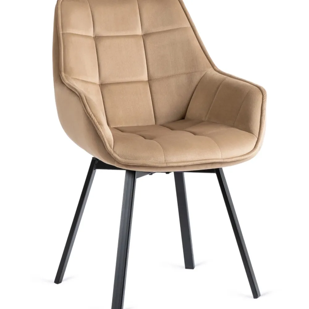 Krzesła Tapicerowane|Krzesła>MEBEL ELITE Krzesło obrotowe do salonu welurowe LUMA owe beż