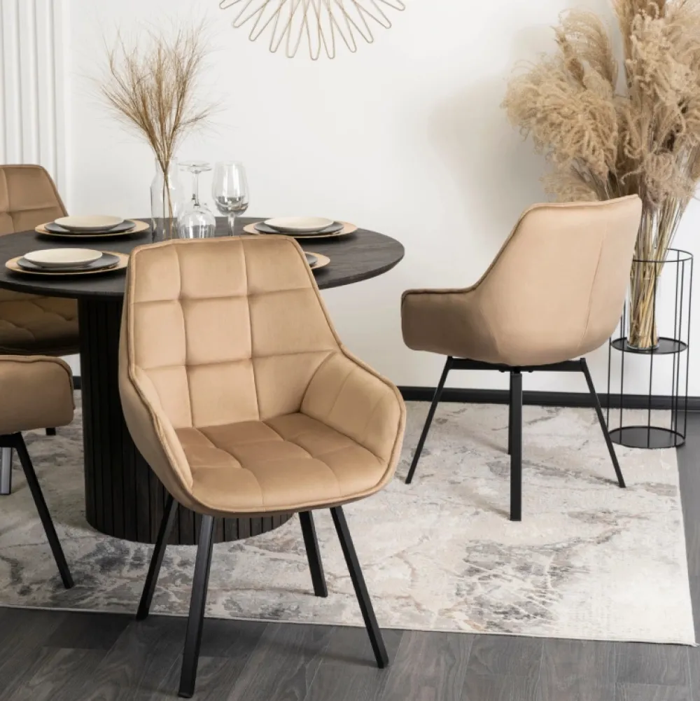 Krzesła Tapicerowane|Krzesła>MEBEL ELITE Krzesło obrotowe do salonu welurowe LUMA owe beż