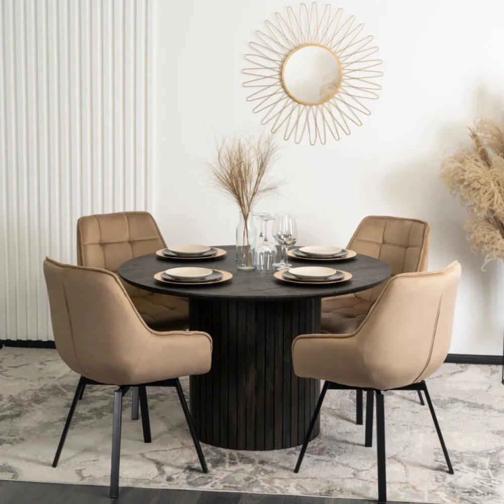 Krzesła Tapicerowane|Krzesła>MEBEL ELITE Krzesło obrotowe do salonu welurowe LUMA owe beż