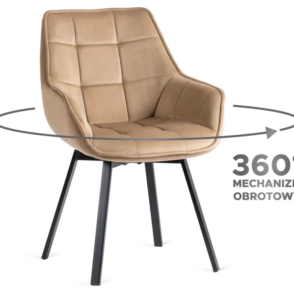 Krzesła Tapicerowane|Krzesła>MEBEL ELITE Krzesło obrotowe do salonu welurowe LUMA owe beż